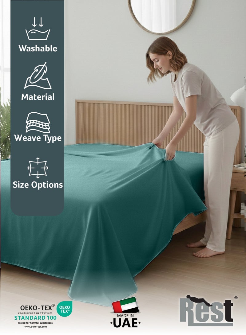 REST Flat Bedsheet 160x220cm Plush Teal Breathable Machine Washbale Bedsheet Extra Soft Easy Fit Highly Breathable Bedding & Linen Cover - Image 5